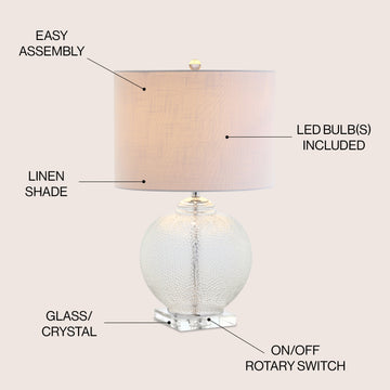 Avery 24" Glass / Crystal LED Table Lamp - JONATHAN Y